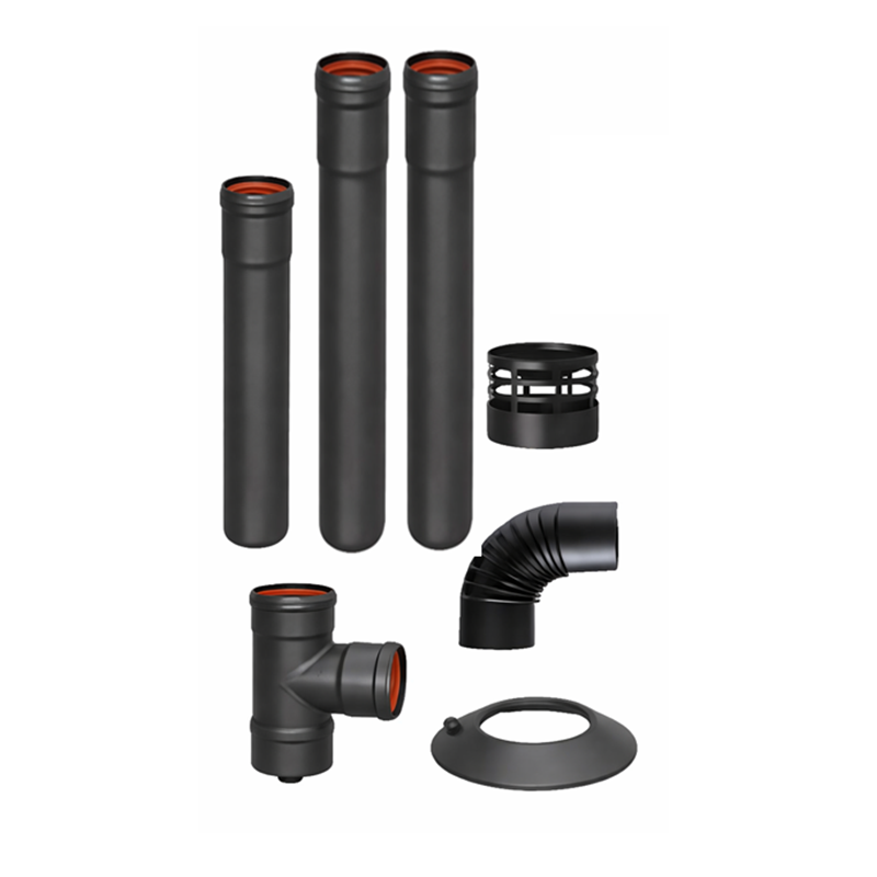 Kit de chimenea salida por pared (Negro) diámetro 80 mm
